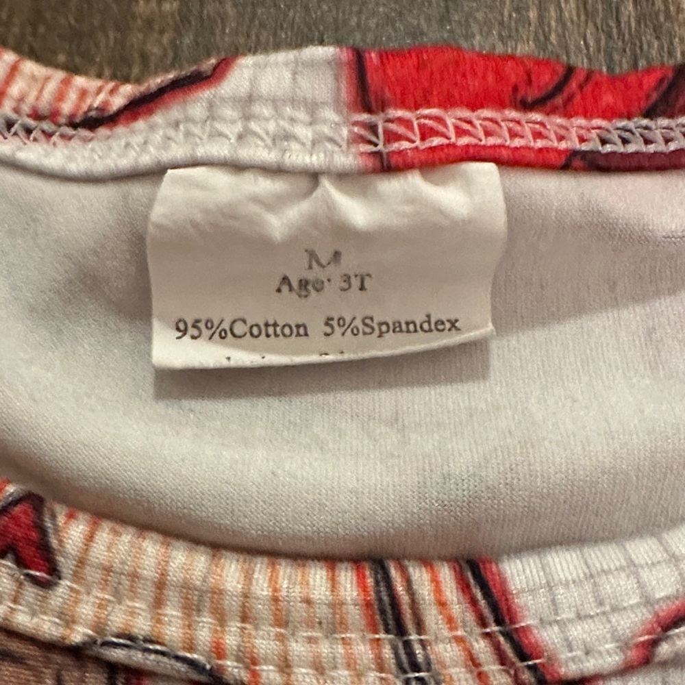 Red and White Kids Dress with Sports baseball Print - Picture 2 of 5